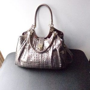 Brahmin Coppery Metallic Gold Pleated La Scala Shoulder Bag Turn Lock W …